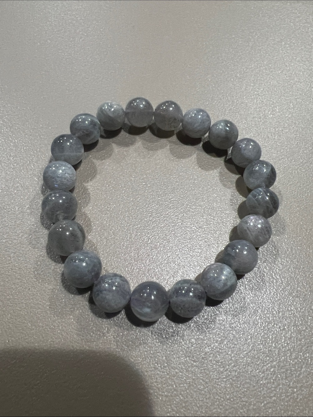 Howlite Beaded Stretch Bracelet - Natural Stone. Size 6.5